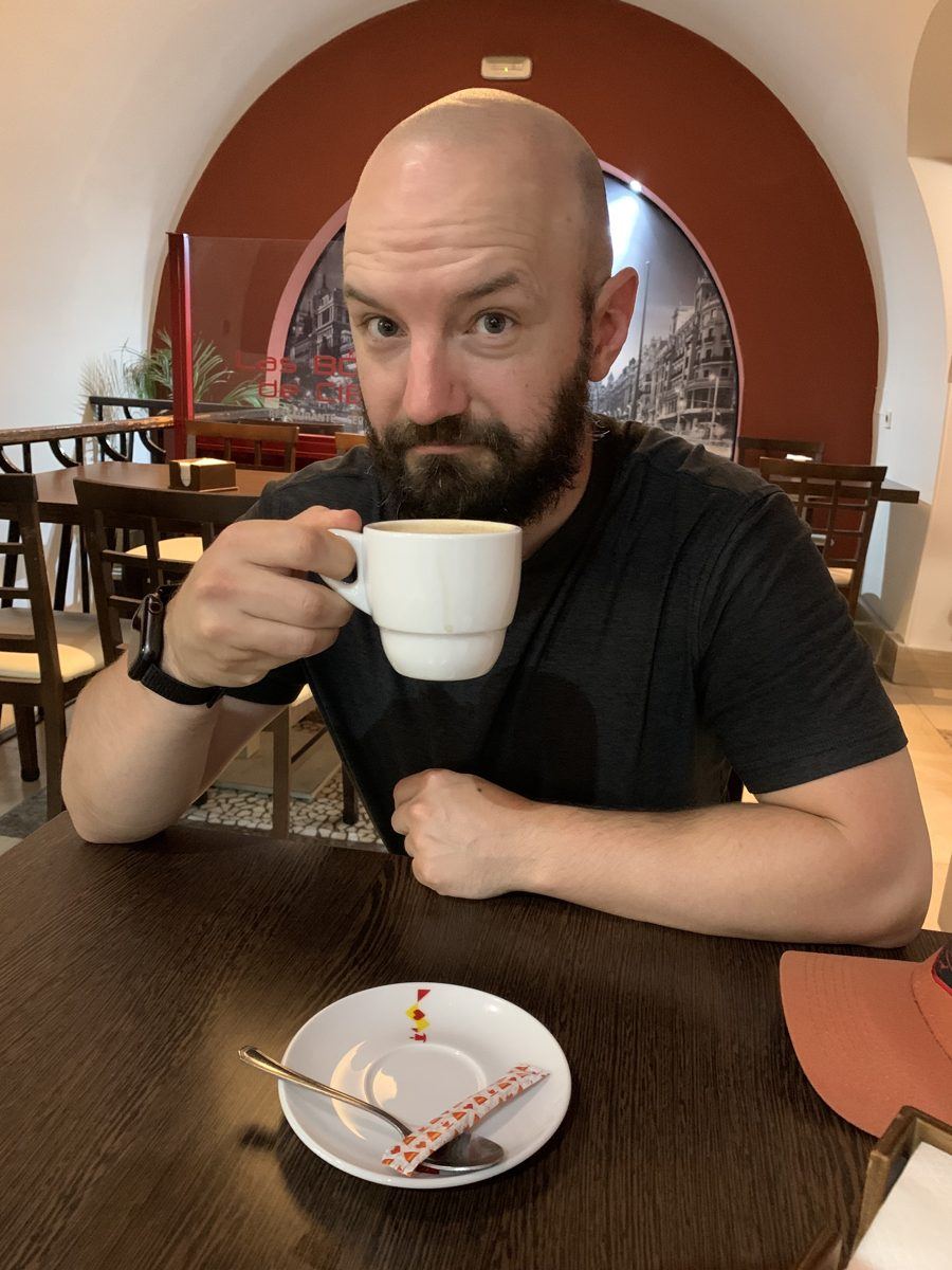 Toku McCree enjoying a coffee